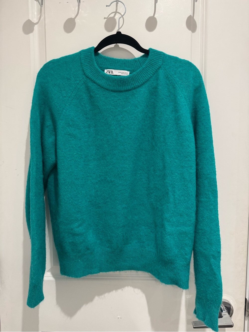 Zara Teal Crewneck Pullover Sweater